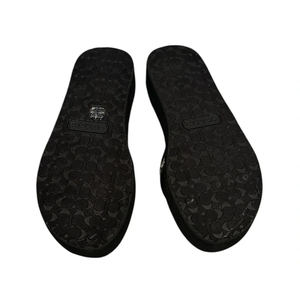 Coach Black White Silver Platform Cushioned Thong Toe Post Sandals 7 - Picture 5 of 8